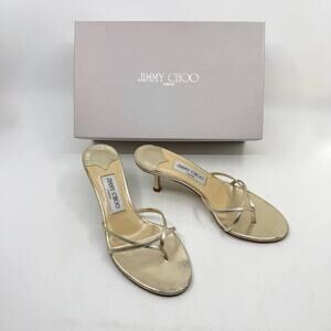 Vintage Y2K JIMMY CHOO ‘Nimbus’ Gold Metallic Kitten Heels